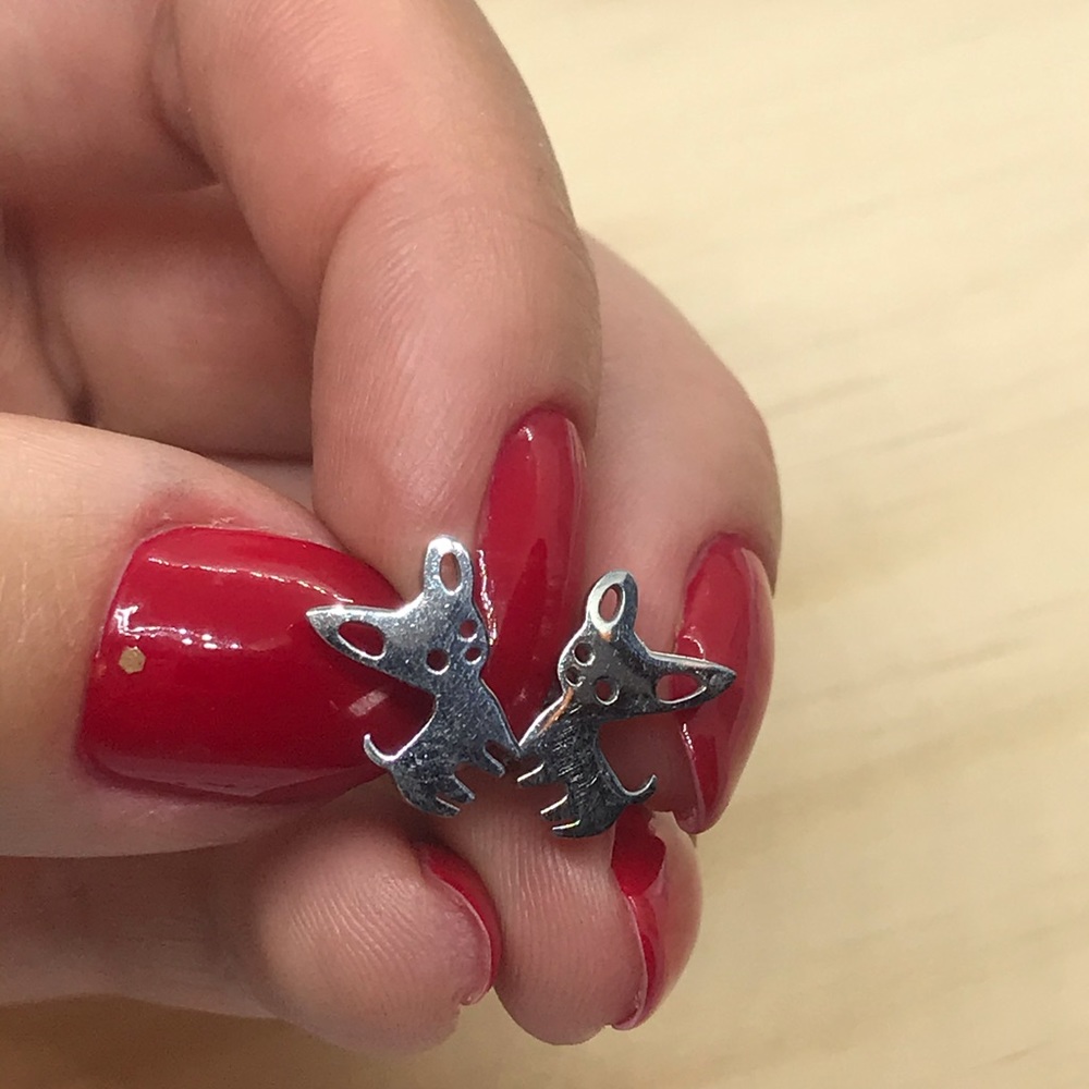 Stainless Steel Dog Stud Earrings - Picture 5 of 5